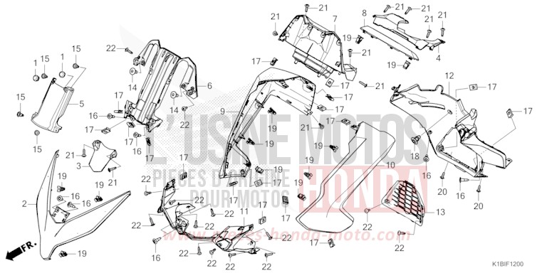GAINE DE PROTECTION AVANT/TABLEAU DES COMPTEURS de Forza 350 PEARL NIGHTSTAR BLACK (NHA84) de 2026